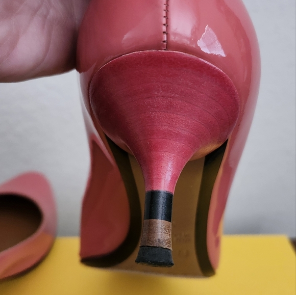 Fendi Coral Patent Leather Round Toe Kitten Heels - Picture 8 of 12